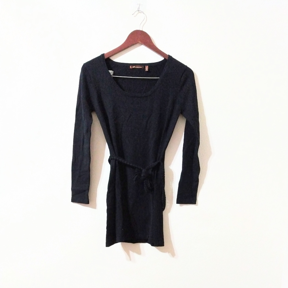 525 American small belted sweater mini dress